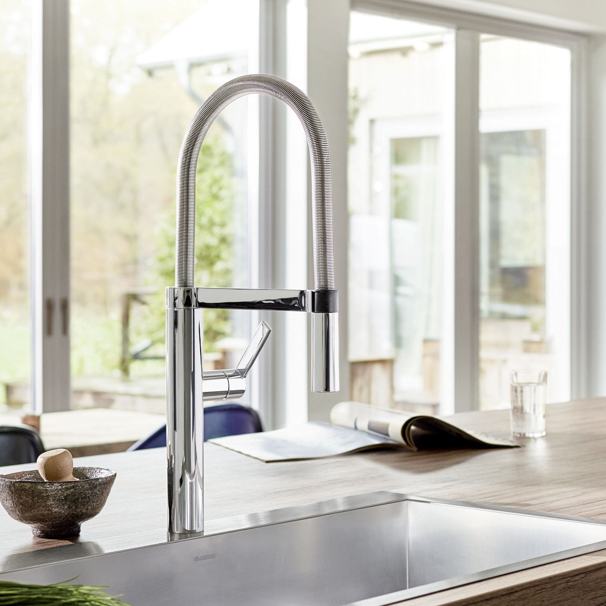 Blanco Culina 2.2 GPM Brass Kitchen Faucet, Semi-Pro, Polished Chrome, 441331