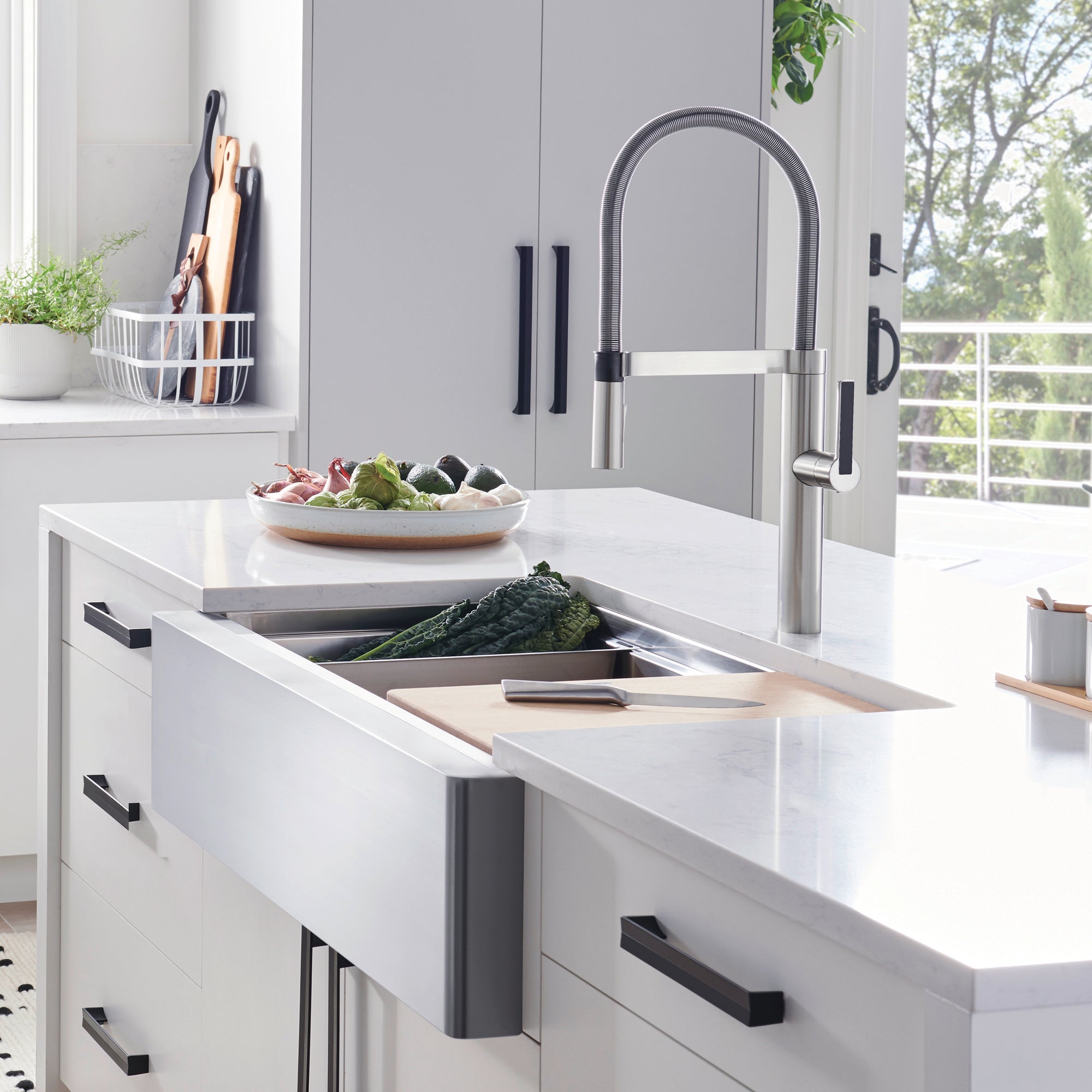 Blanco Culina 2.2 GPM Brass Kitchen Faucet, Semi-Pro, Satin Nickel, 441332