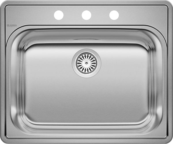 Blanco Essential 25" Drop In/Topmount Stainless Steel Laundry Sink, 20 Gauge, 441400