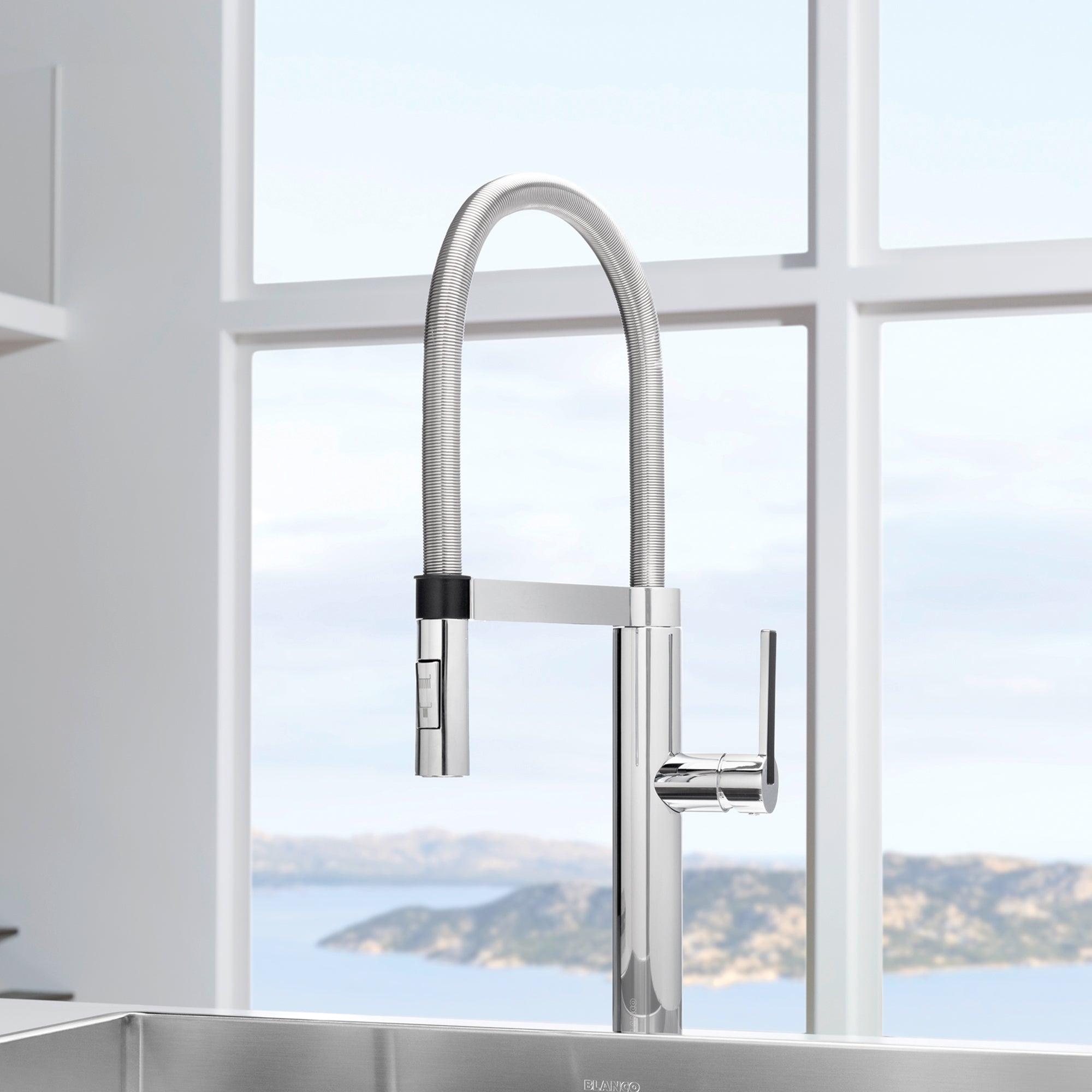 Blanco Culina 1.8 GPM Brass Kitchen Faucet, Semi-Pro, Polished Chrome, 441405