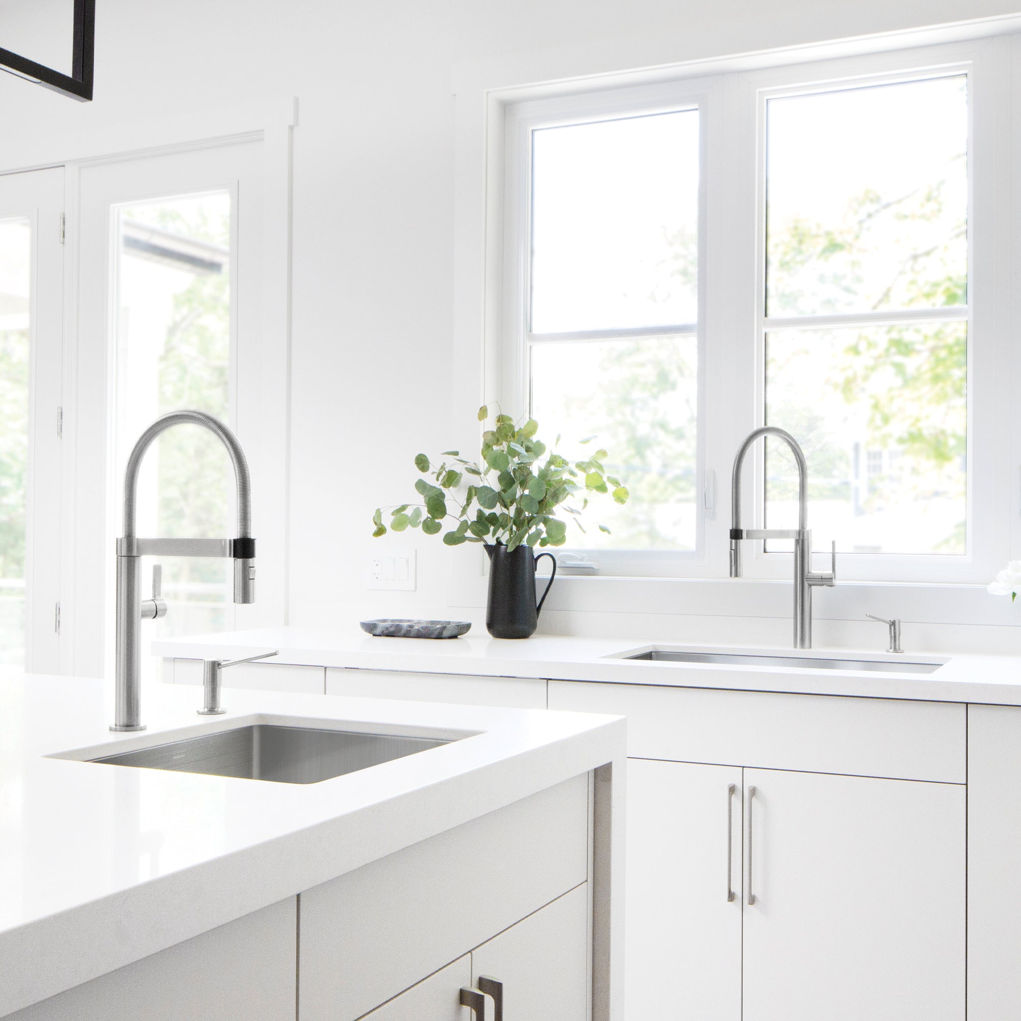 Blanco Culina 1.8 GPM Brass Kitchen Faucet, Semi-Pro, Satin Nickel, 441407