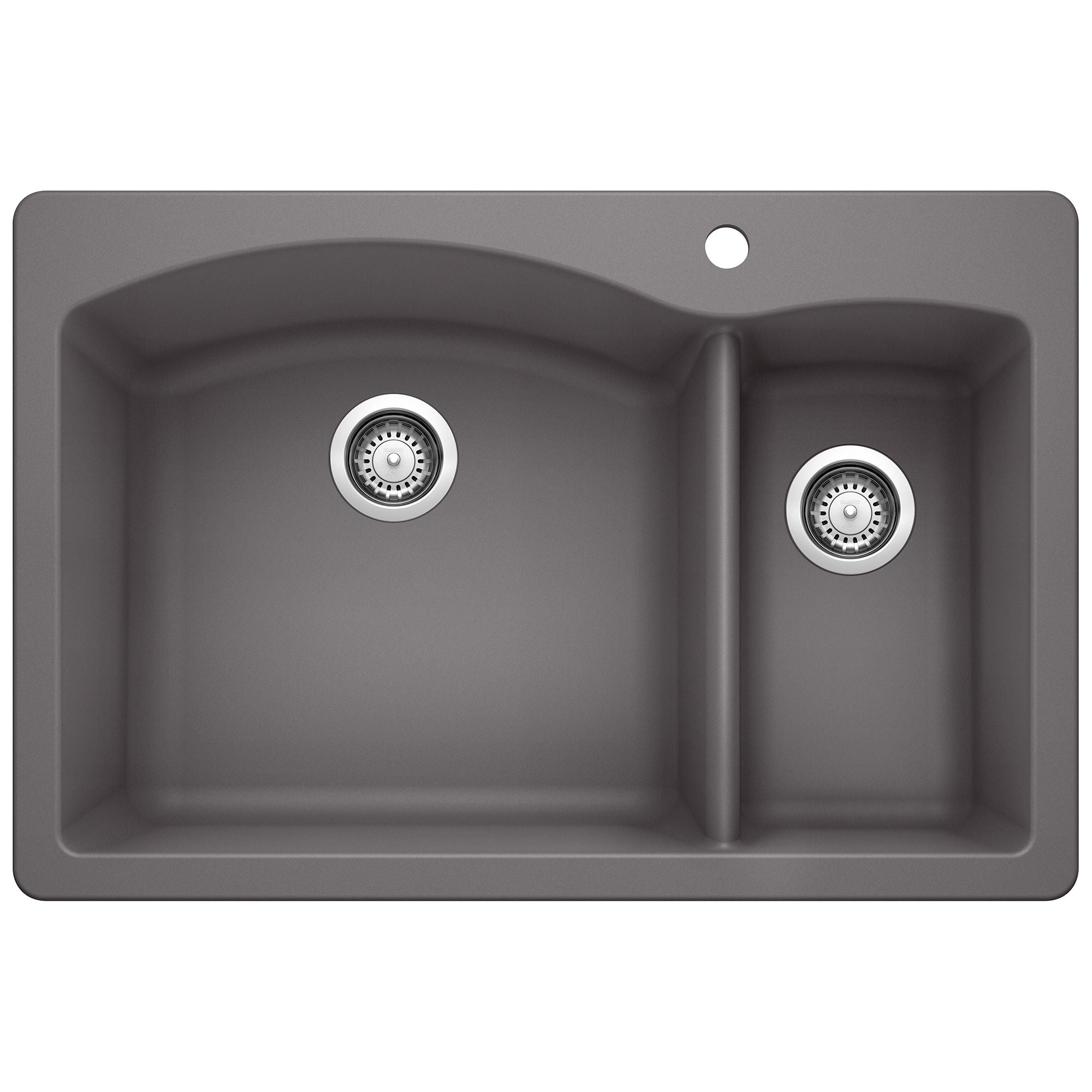 Blanco Diamond 33" Dual Mount Granite Composite Kitchen Sink, Silgranit, 70/30 Double Bowl, Cinder, 441464