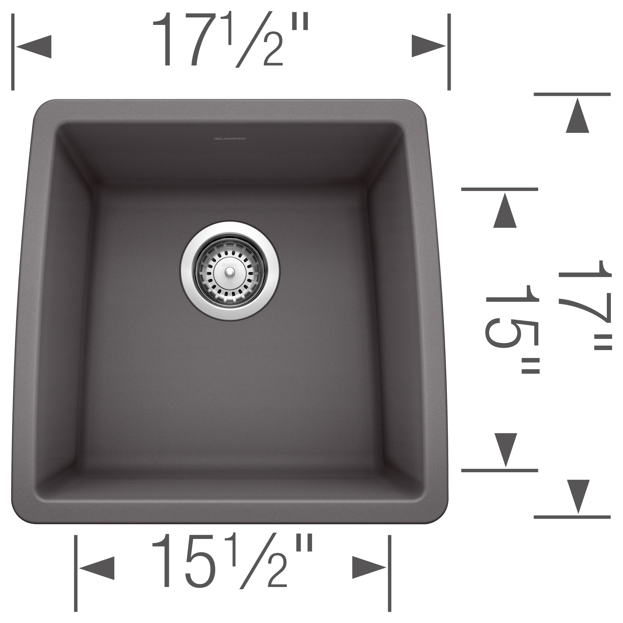 Blanco Performa 18" Rectangle Granite Composite Bar/Prep Sink, Silgranit, Cinder, 441475