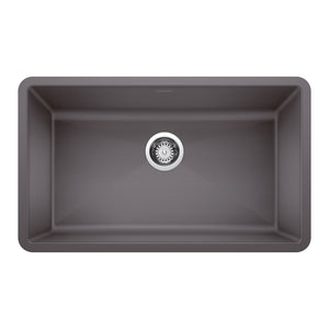 Alternate Image for Blanco Precis 32" Undermount Granite Composite Kitchen Sink, Silgranit, Cinder, 441478