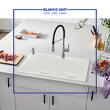 Blanco Diamond 32" Undermount Granite Composite Kitchen Sink, Silgranit, 60/40 Double Bowl, White, 441593