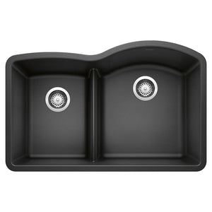 Alternate Image for Blanco Diamond 32" Undermount Granite Composite Kitchen Sink, Silgranit, 40/60 Double Bowl, Anthracite, 441598