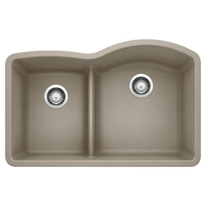 Alternate Image for Blanco Diamond 32" Undermount Granite Composite Kitchen Sink, Silgranit, 40/60 Double Bowl, Truffle, 441608