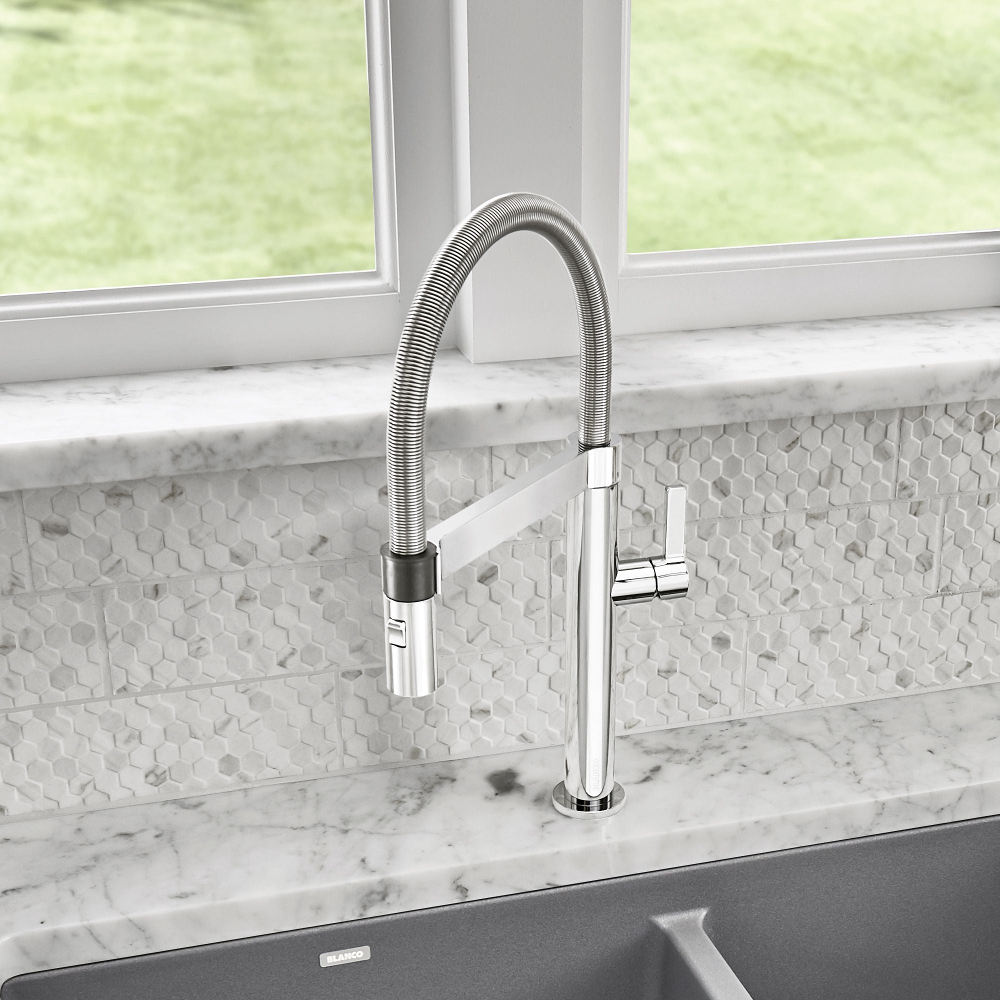Blanco Culina 2.2 GPM Brass Kitchen Faucet, Semi-Pro, Polished Chrome, 441622