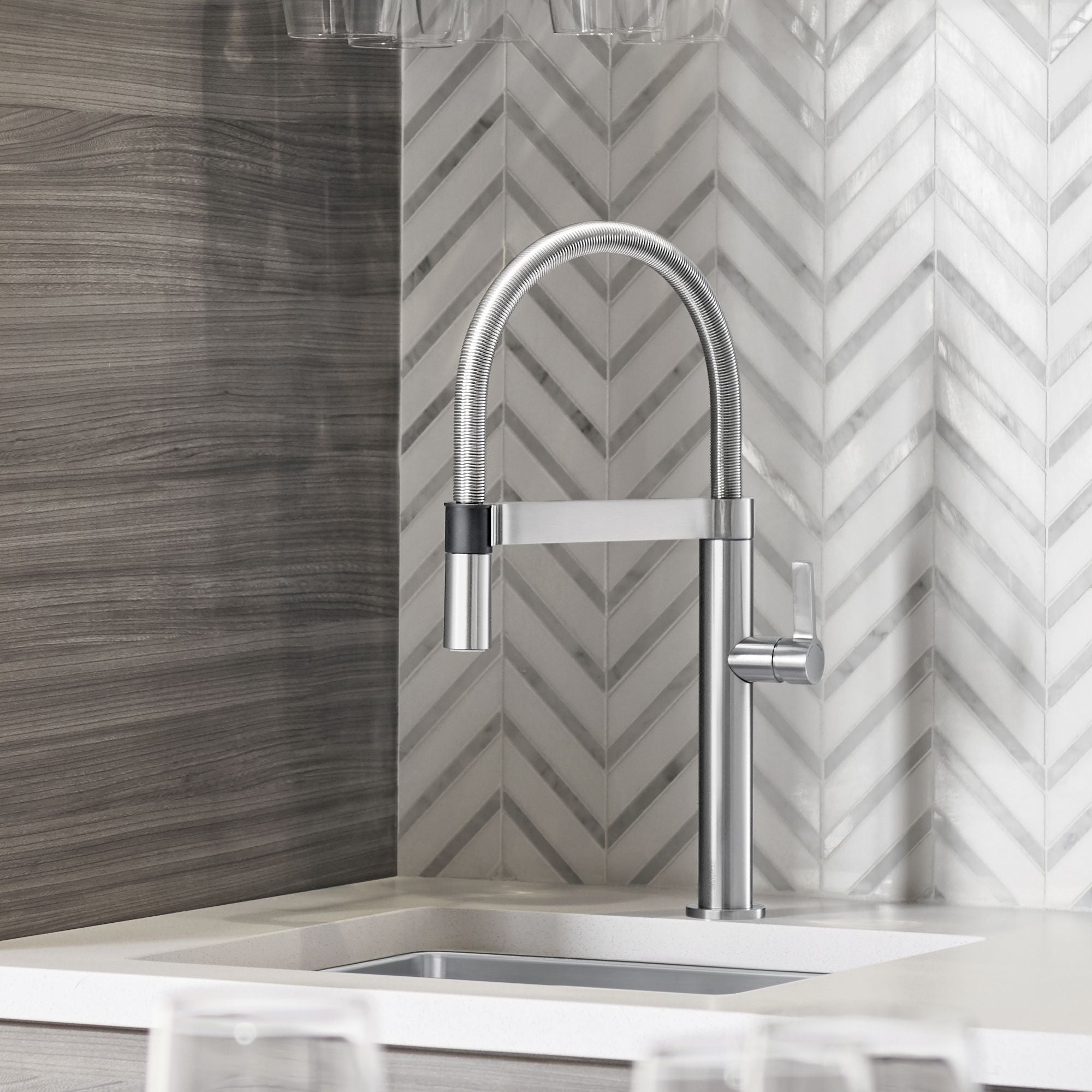 Blanco Culina 2.2 GPM Brass Kitchen Faucet, Semi-Pro, Satin Nickel, 441623