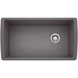 Alternate Image for Blanco Diamond 34" Undermount Granite Composite Kitchen Sink, Silgranit, Cinder, 441764