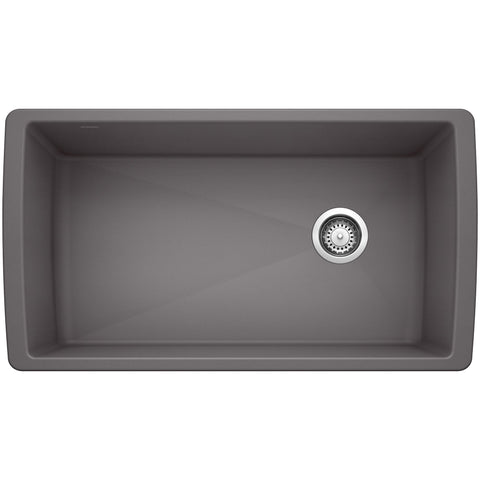 Blanco Diamond 34" Undermount Granite Composite Kitchen Sink, Silgranit, Cinder, 441764