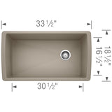 Blanco Diamond 34" Undermount Granite Composite Kitchen Sink, Silgranit, Truffle, 441765