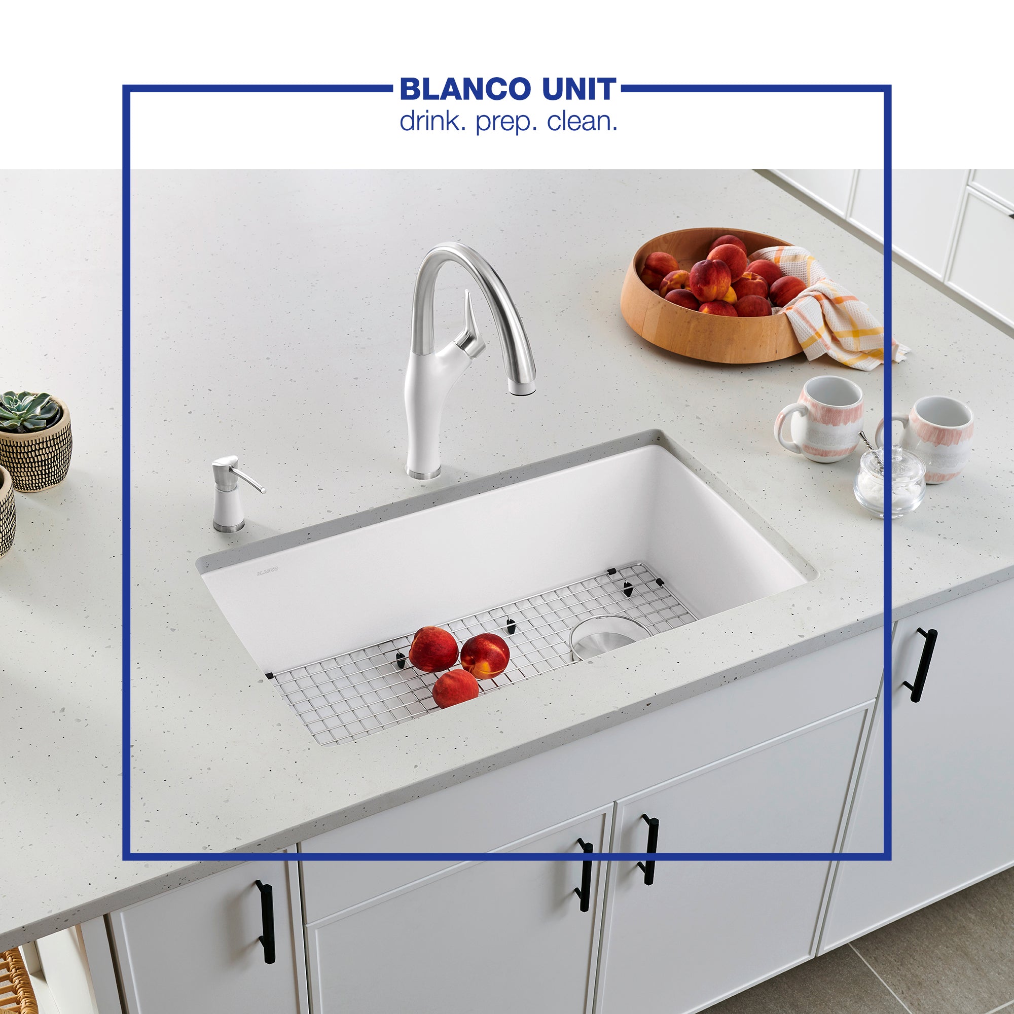 Blanco Diamond 34" Undermount Granite Composite Kitchen Sink, Silgranit, White, 441767