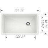 Blanco Diamond 34" Undermount Granite Composite Kitchen Sink, Silgranit, White, 441767