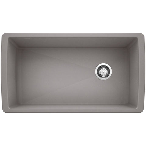 Blanco Diamond 34" Undermount Granite Composite Kitchen Sink, Silgranit, Metallic Gray, 441770