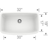Blanco Valea 32" Undermount Granite Composite Kitchen Sink, Silgranit, White, 441773
