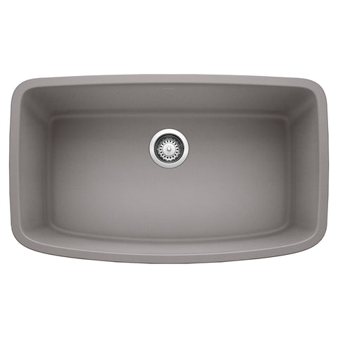 Blanco Valea 32" Undermount Granite Composite Kitchen Sink, Silgranit, Metallic Gray, 441775
