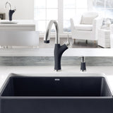 Blanco Artona 1.5 GPM Brass Kitchen Faucet, Pull-Down, Anthracite/Stainless, 442031
