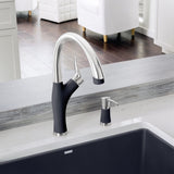 Blanco Artona 1.5 GPM Brass Kitchen Faucet, Pull-Down, Anthracite/Stainless, 442031
