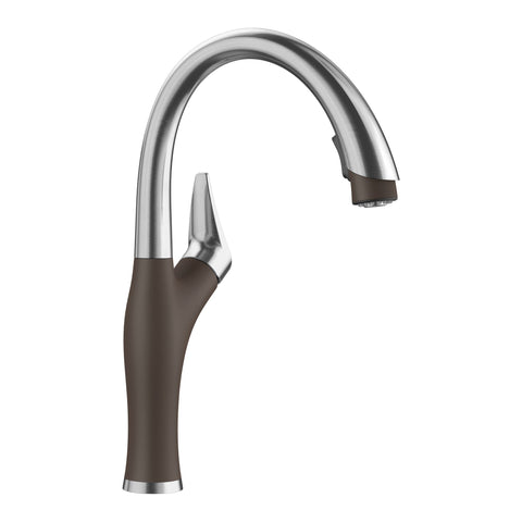 Blanco Artona 1.5 GPM Brass Kitchen Faucet, Pull-Down, Cafe/Stainless, 442032