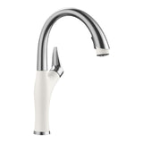 Blanco Artona 1.5 GPM Brass Kitchen Faucet, Pull-Down, White/Stainless, 442036