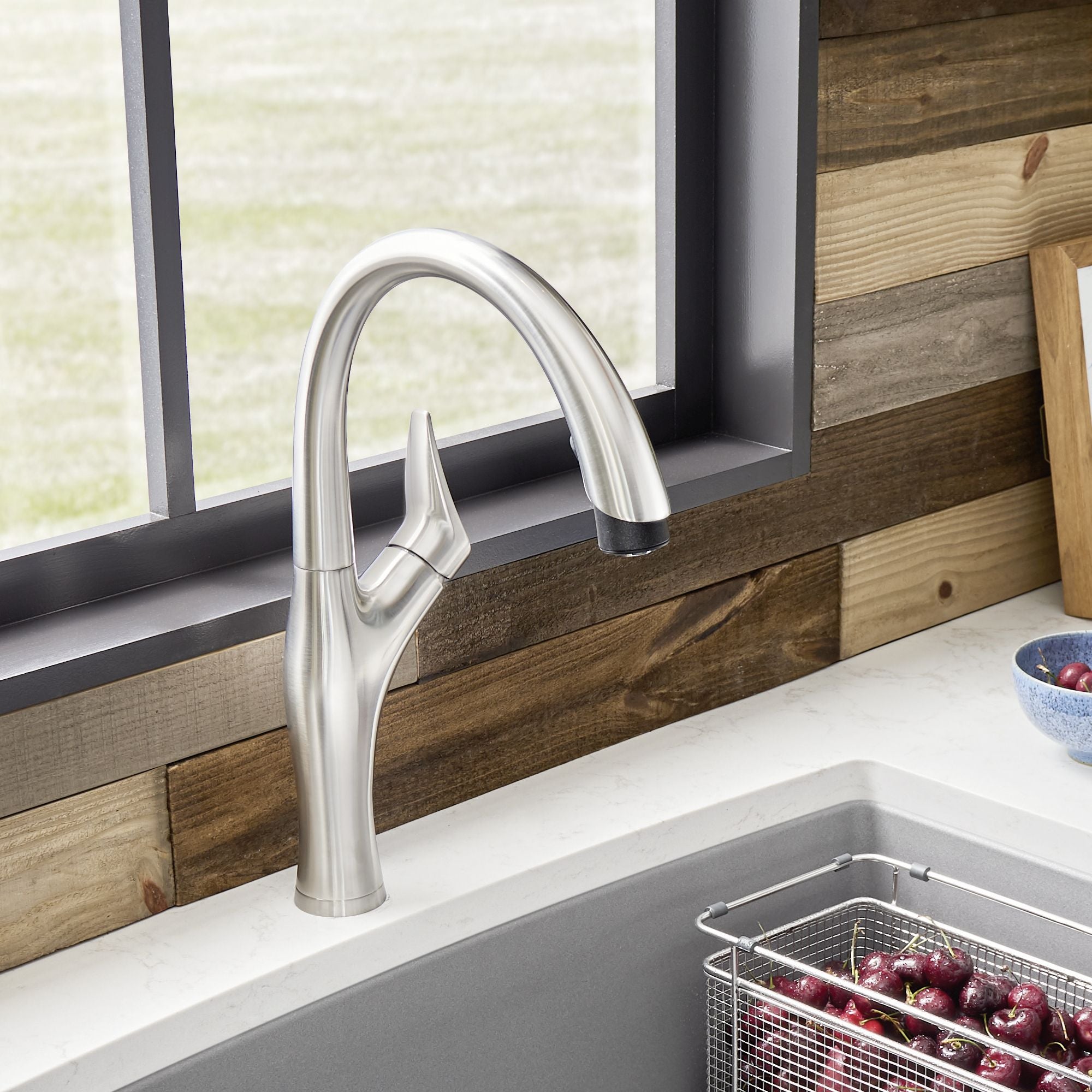 Blanco Artona 1.5 GPM Brass Kitchen Faucet, Pull-Down, Stainless, 442037