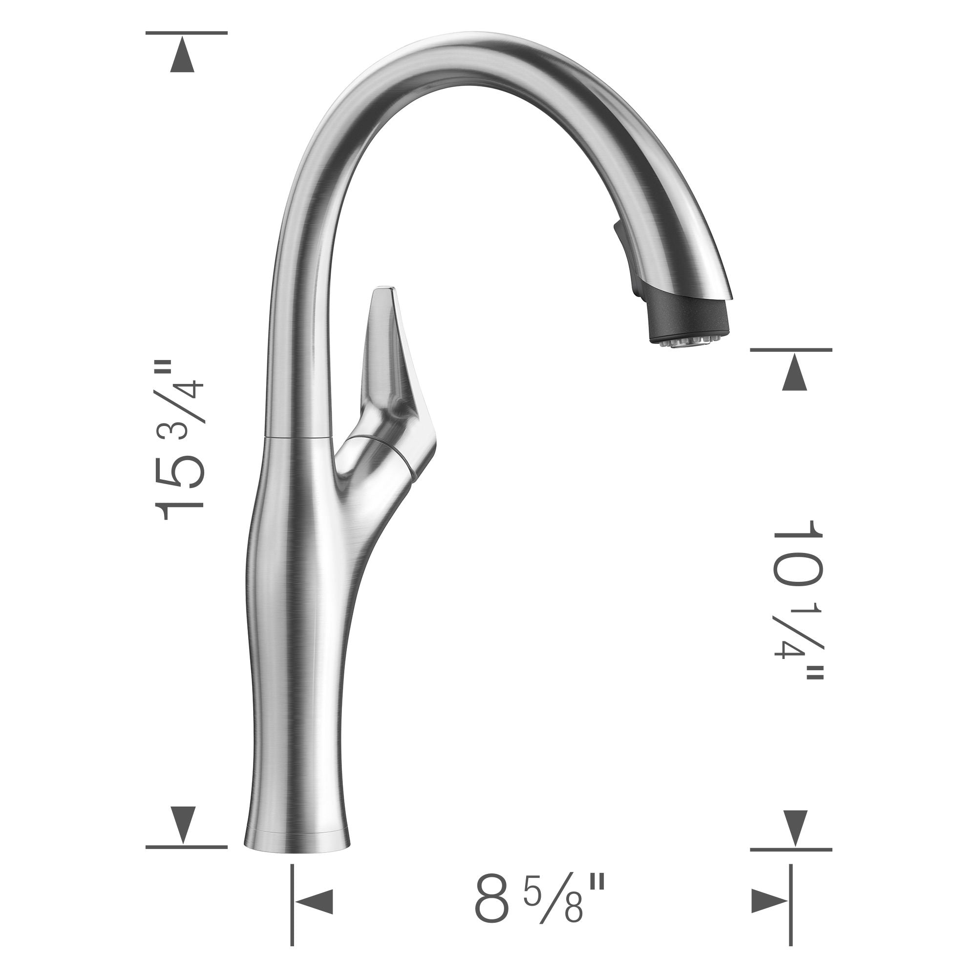 Blanco Artona 1.5 GPM Brass Kitchen Faucet, Pull-Down, Stainless, 442037
