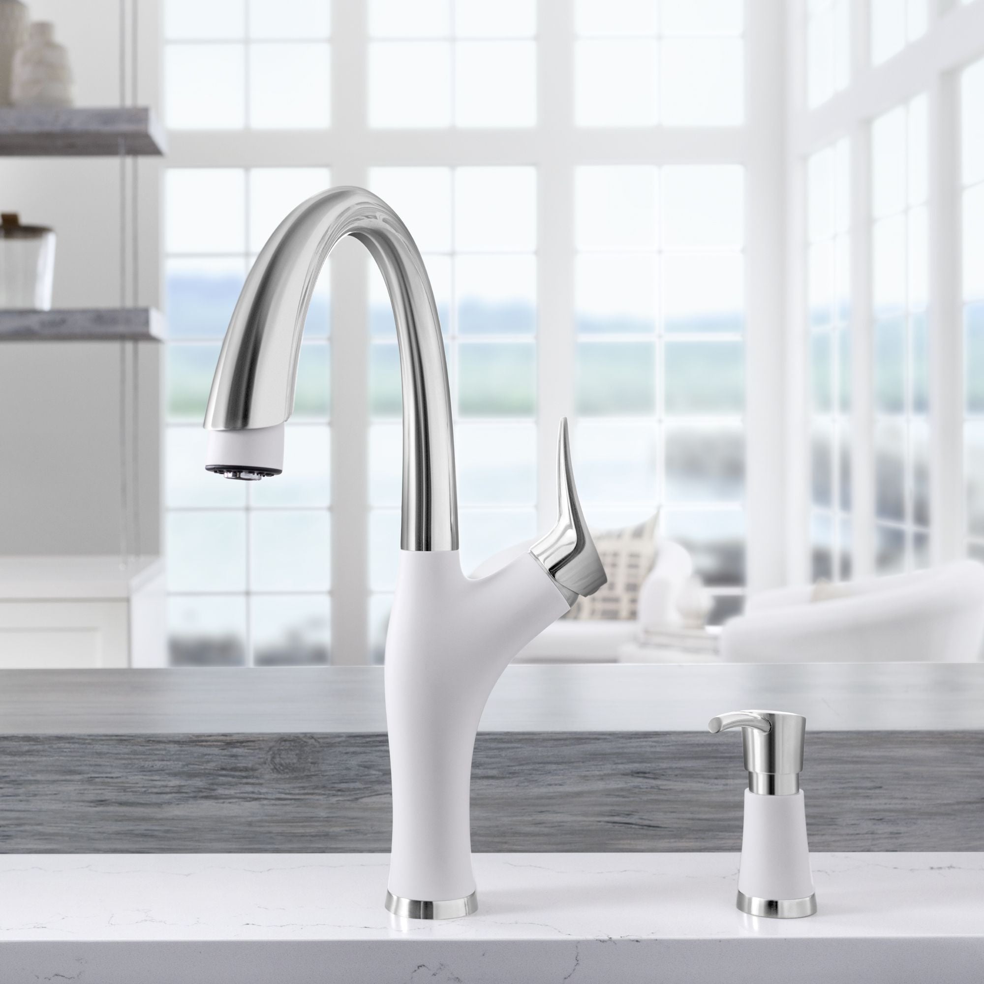 Blanco Artona Soap Dispenser - PVD Steel/White, 442054