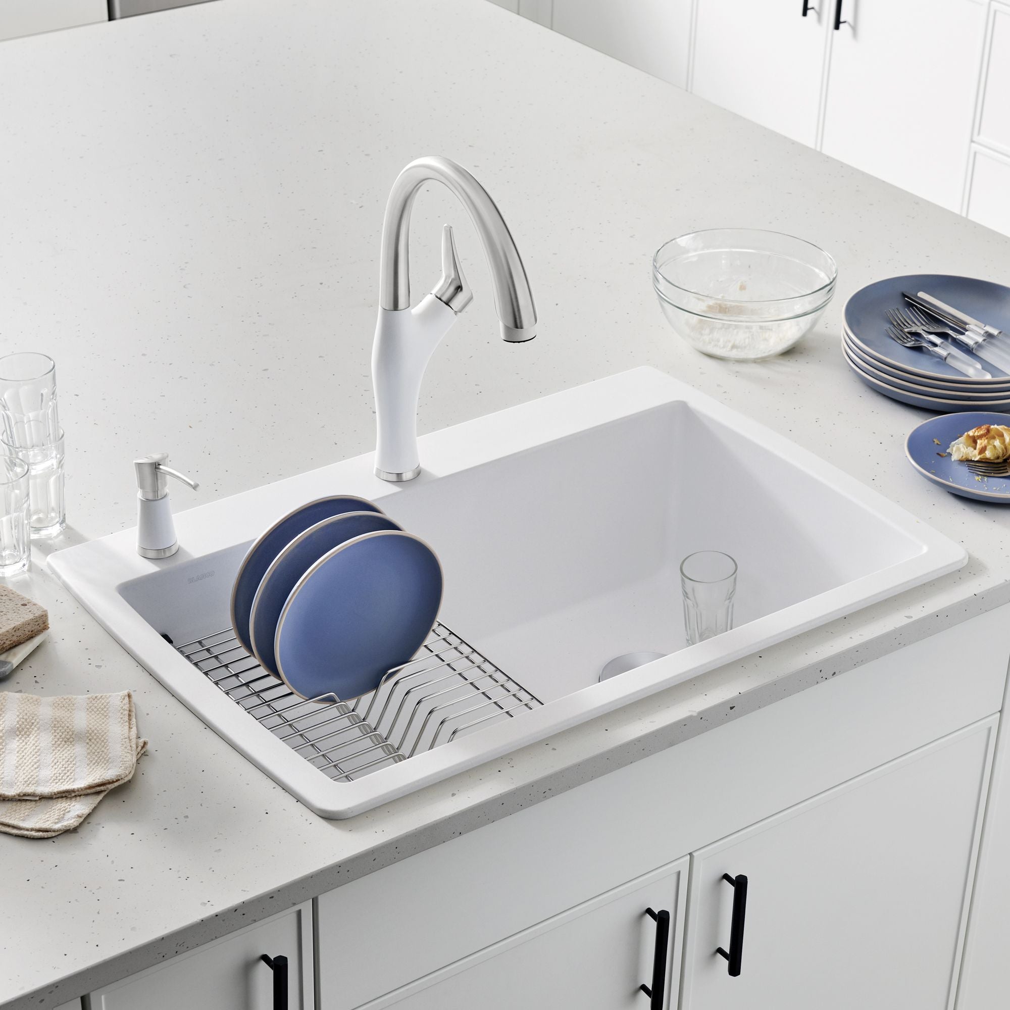 Blanco Artona Soap Dispenser - PVD Steel/White, 442054