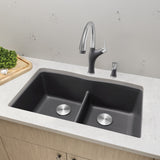 Blanco Diamond 32" Undermount Granite Composite Kitchen Sink, Silgranit, 50/50 Double Bowl, Cinder, 442071