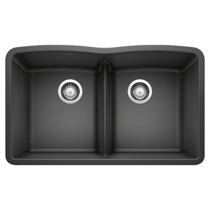Alternate Image for Blanco Diamond 32" Undermount Granite Composite Kitchen Sink, Silgranit, 50/50 Double Bowl, Anthracite, 442075
