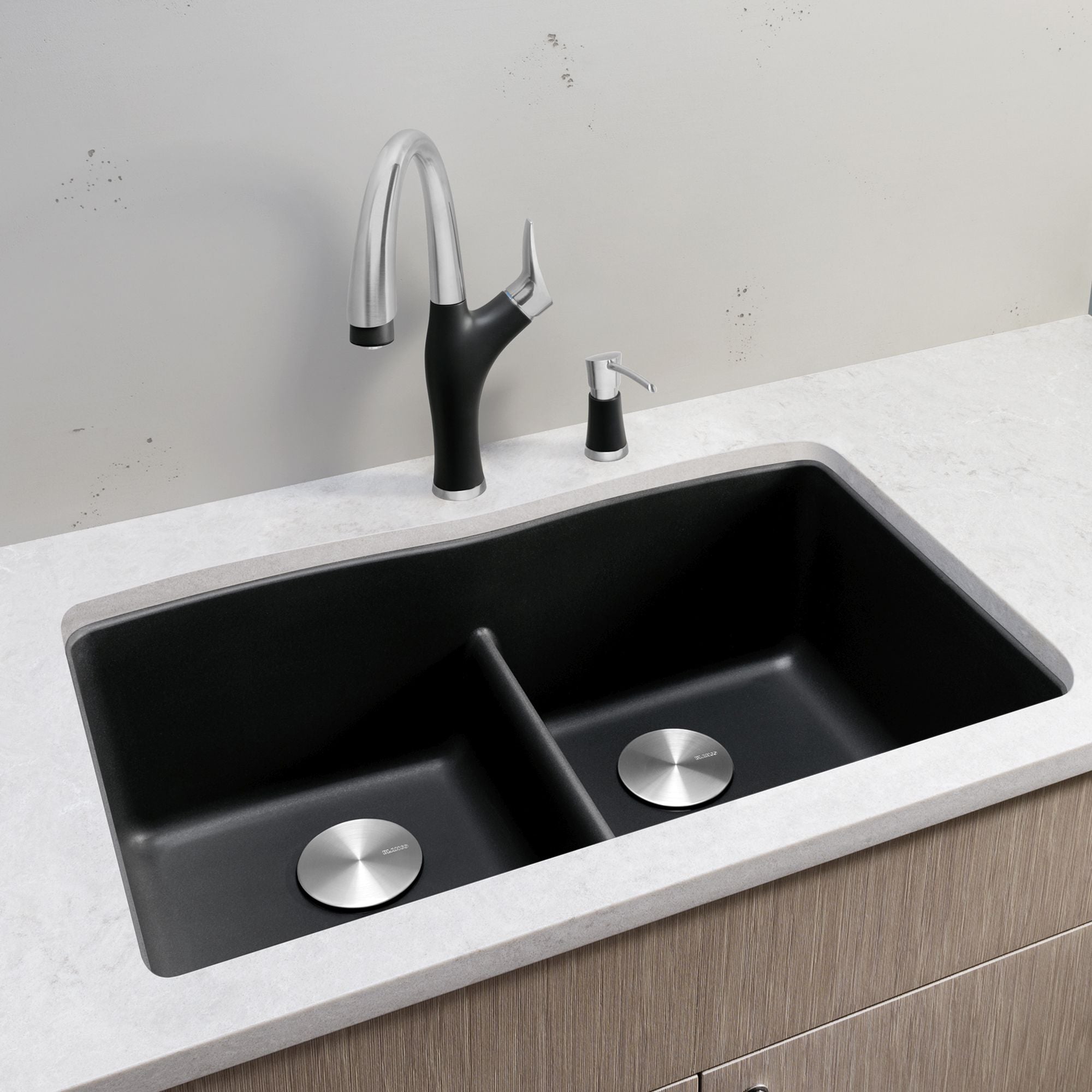 Blanco Diamond 32" Undermount Granite Composite Kitchen Sink, Silgranit, 50/50 Double Bowl, Anthracite, 442075
