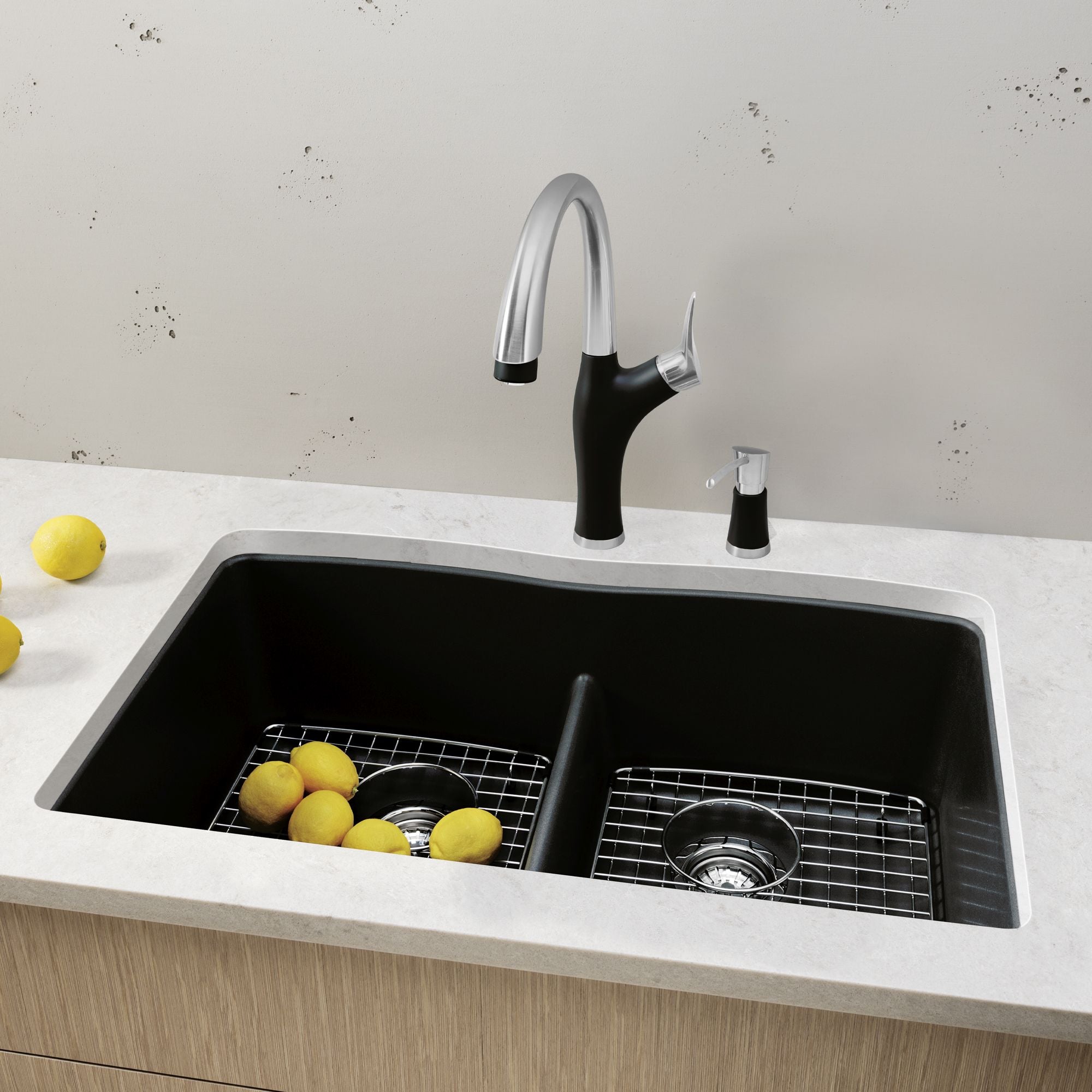 Blanco Diamond 32" Undermount Granite Composite Kitchen Sink, Silgranit, 50/50 Double Bowl, Anthracite, 442075