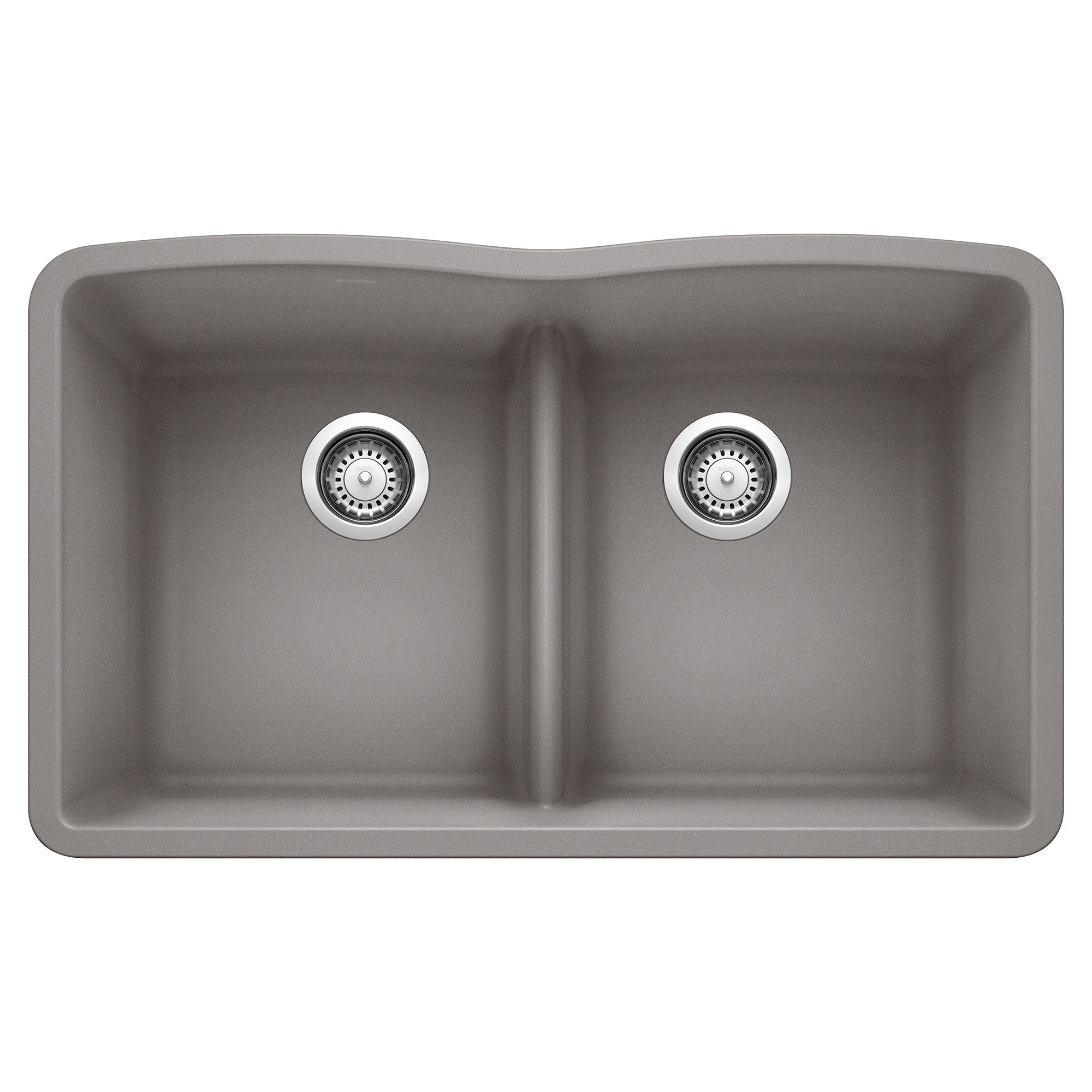 Blanco Diamond 32" Undermount Granite Composite Kitchen Sink, Silgranit, 50/50 Double Bowl, Metallic Gray, 442077