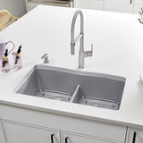 Blanco Diamond 32" Undermount Granite Composite Kitchen Sink, Silgranit, 50/50 Double Bowl, Metallic Gray, 442077