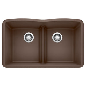 Alternate Image for Blanco Diamond 32" Undermount Granite Composite Kitchen Sink, Silgranit, 50/50 Double Bowl, Cafe, 442078