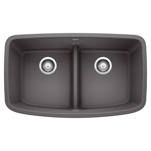 Alternate Image for Blanco Valea 32" Undermount Granite Composite Kitchen Sink, Silgranit, 50/50 Double Bowl, Cinder, 442196