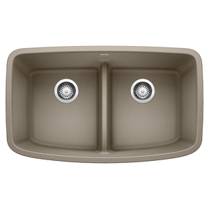 Alternate Image for Blanco Valea 32" Undermount Granite Composite Kitchen Sink, Silgranit, 50/50 Double Bowl, Truffle, 442197