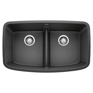 Alternate Image for Blanco Valea 32" Undermount Granite Composite Kitchen Sink, Silgranit, 50/50 Double Bowl, Anthracite, 442200