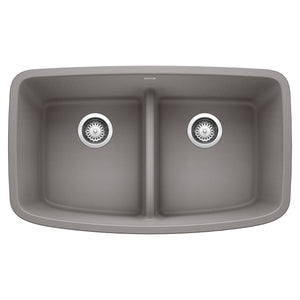 Alternate Image for Blanco Valea 32" Undermount Granite Composite Kitchen Sink, Silgranit, 50/50 Double Bowl, Metallic Gray, 442202