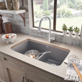 Blanco Valea 32" Undermount Granite Composite Kitchen Sink, Silgranit, 50/50 Double Bowl, Metallic Gray, 442202