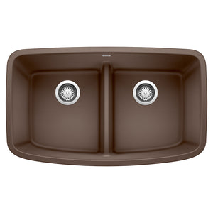 Alternate Image for Blanco Valea 32" Undermount Granite Composite Kitchen Sink, Silgranit, 50/50 Double Bowl, Cafe, 442203