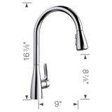 Blanco Atura 1.5 GPM Brass Kitchen Faucet, Pull-Down, Polished Chrome, 442207