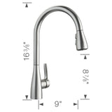 Blanco Atura 1.5 GPM Brass Kitchen Faucet, Pull-Down, Stainless, 442208