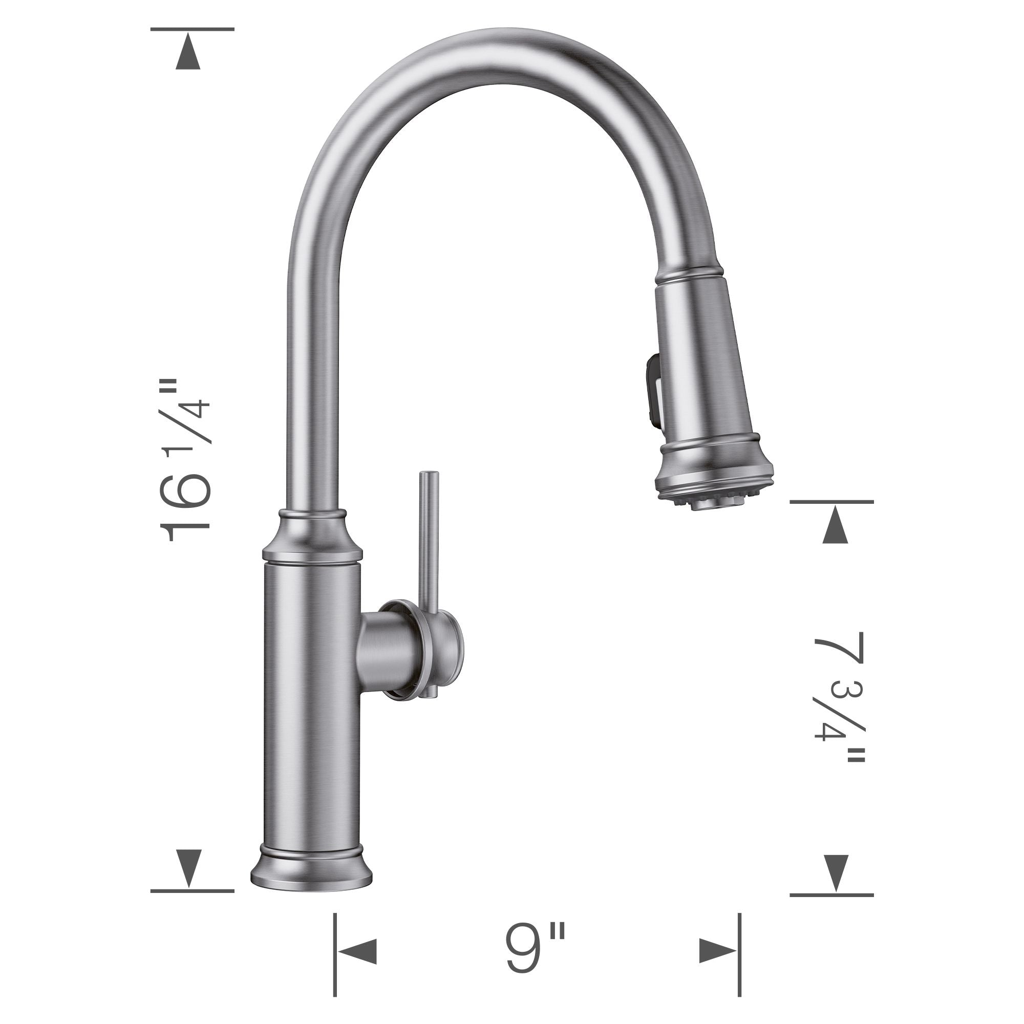 Blanco Empressa 1.5 GPM Brass Kitchen Faucet, Pull-Down, Stainless, 442500