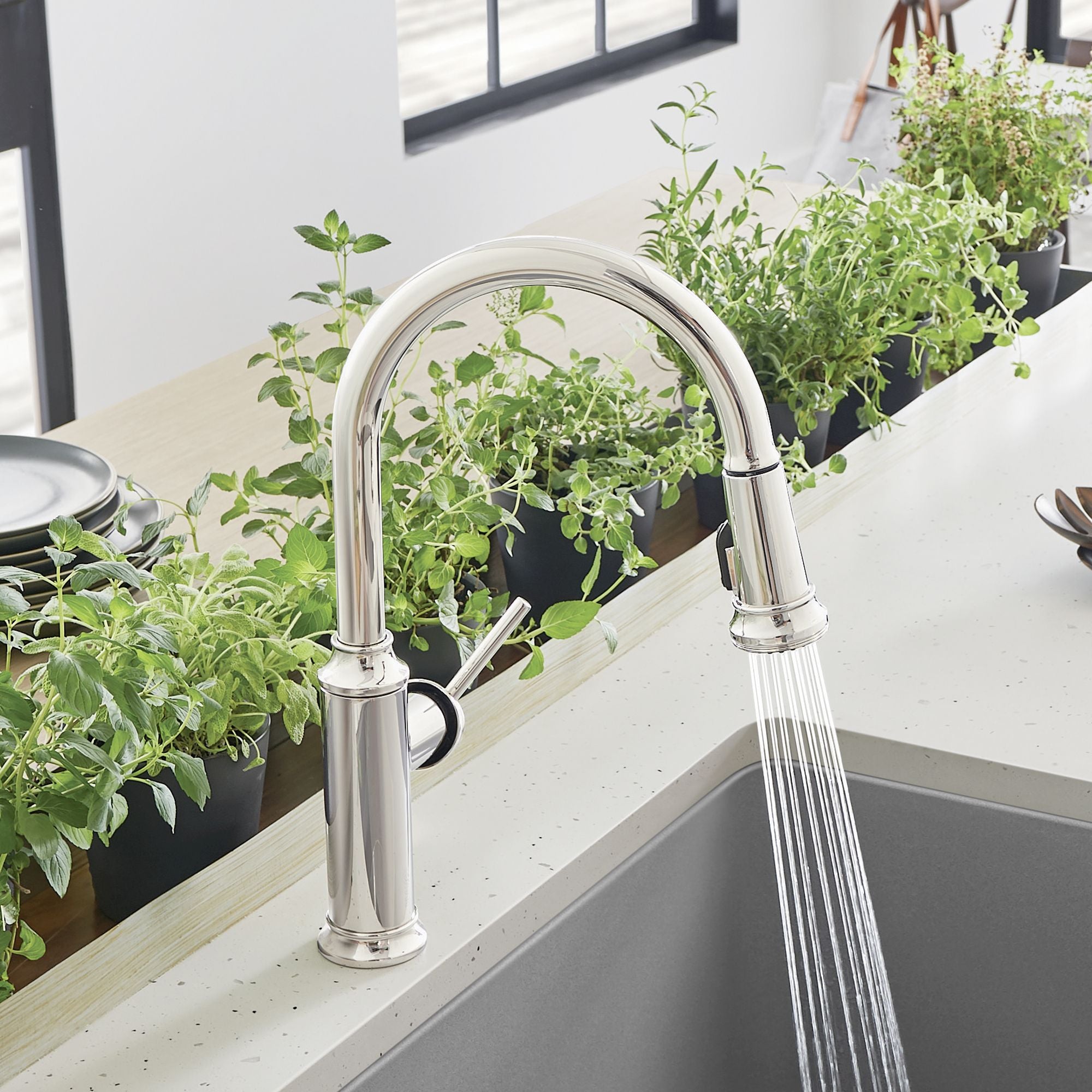 Blanco Empressa 1.5 GPM Brass Kitchen Faucet, Pull-Down, Polished Nickel, 442502