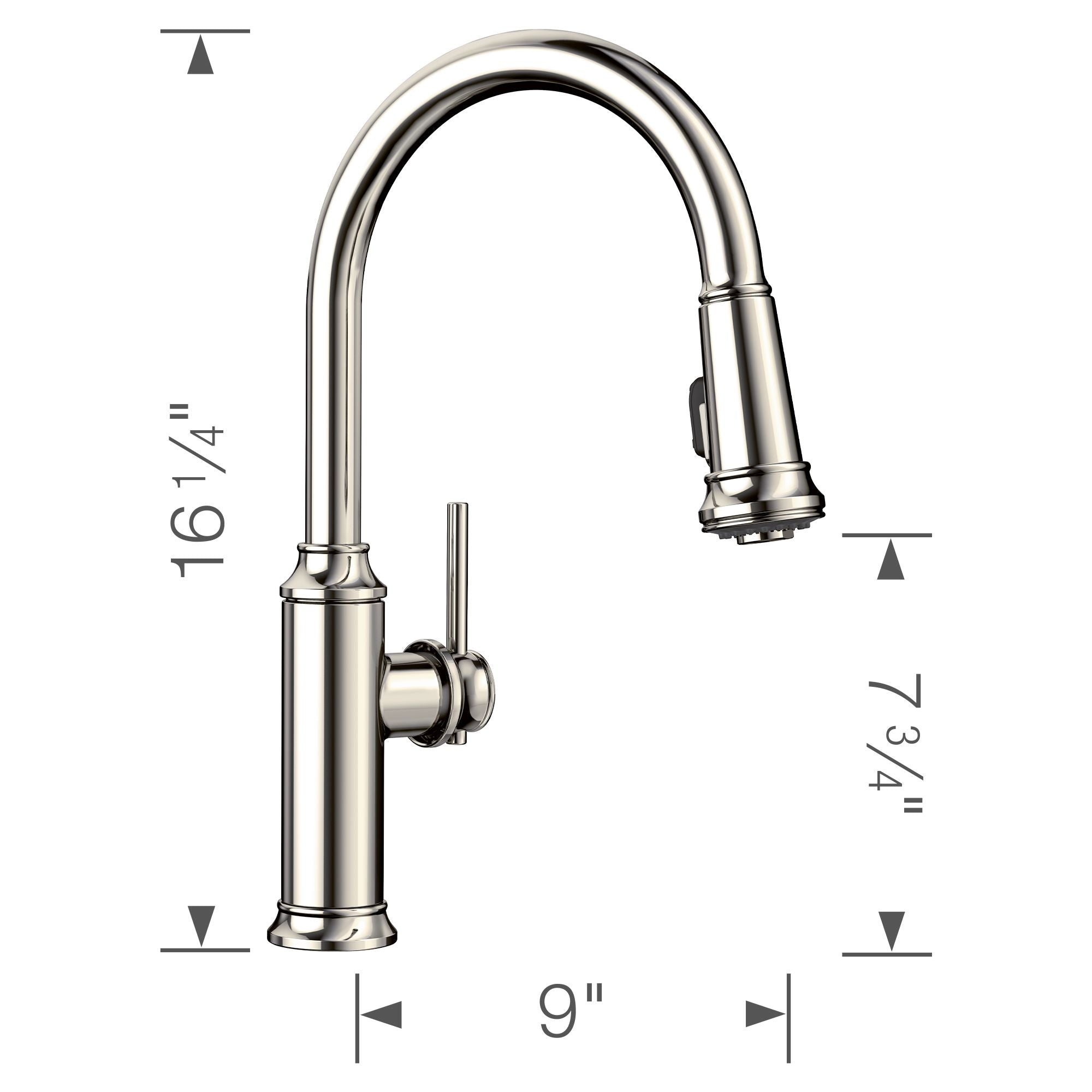 Blanco Empressa 1.5 GPM Brass Kitchen Faucet, Pull-Down, Polished Nickel, 442502