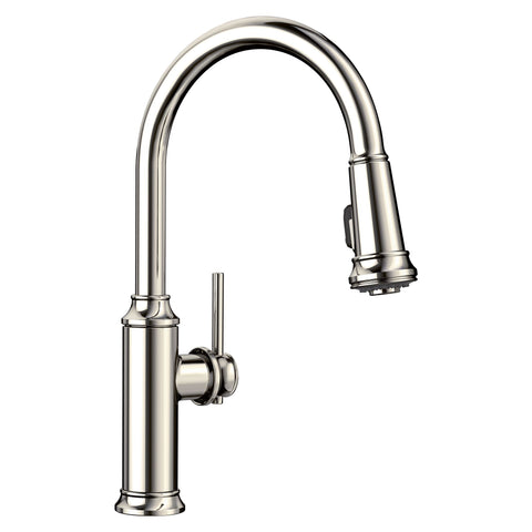 Blanco Empressa 1.5 GPM Brass Kitchen Faucet, Pull-Down, Polished Nickel, 442502