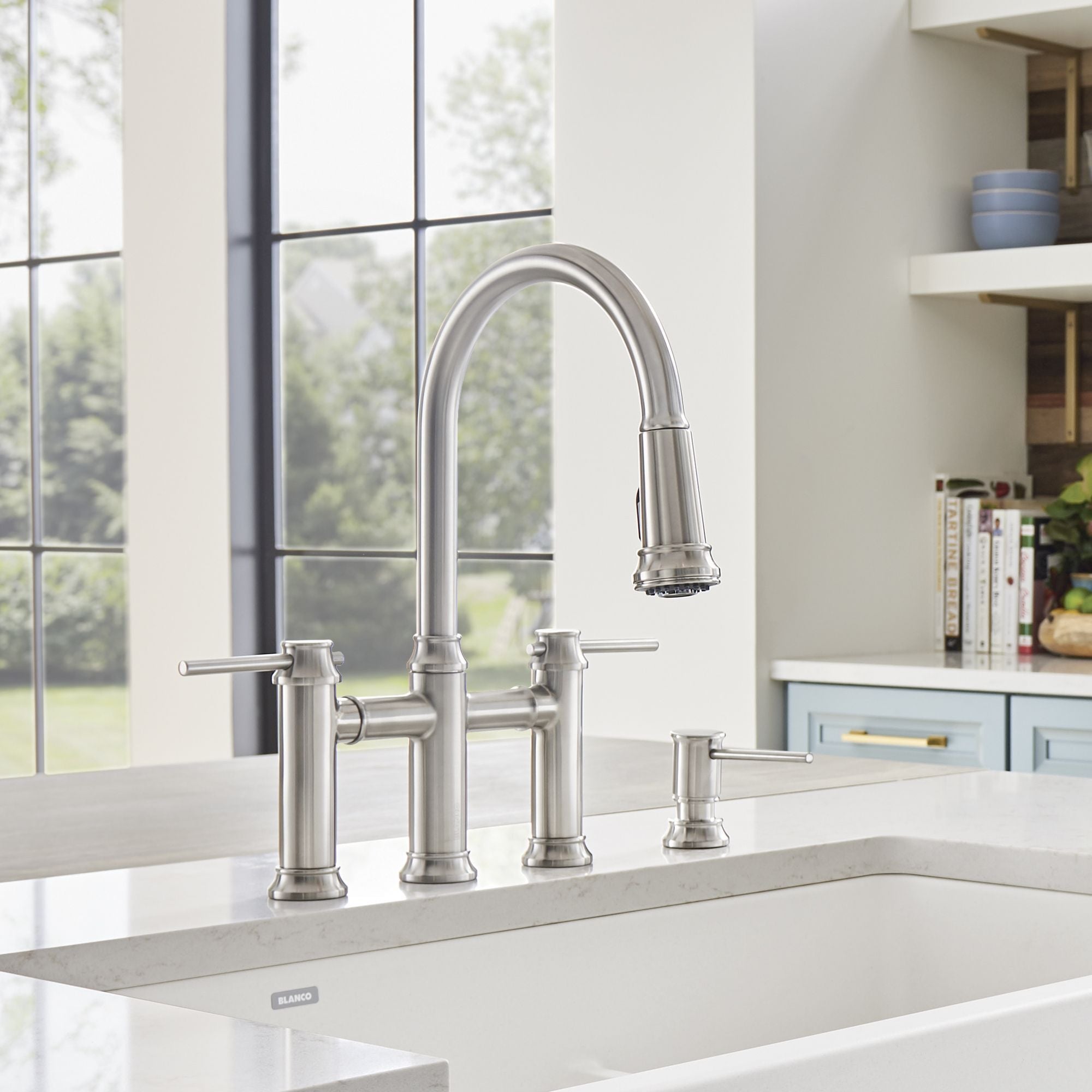 Blanco Empressa 1.5 GPM Brass Kitchen Faucet, Pull-Down, Stainless, 442505