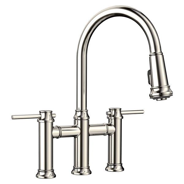 Blanco Empressa 1.5 GPM Brass Kitchen Faucet, Pull-Down, Polished Nickel, 442506